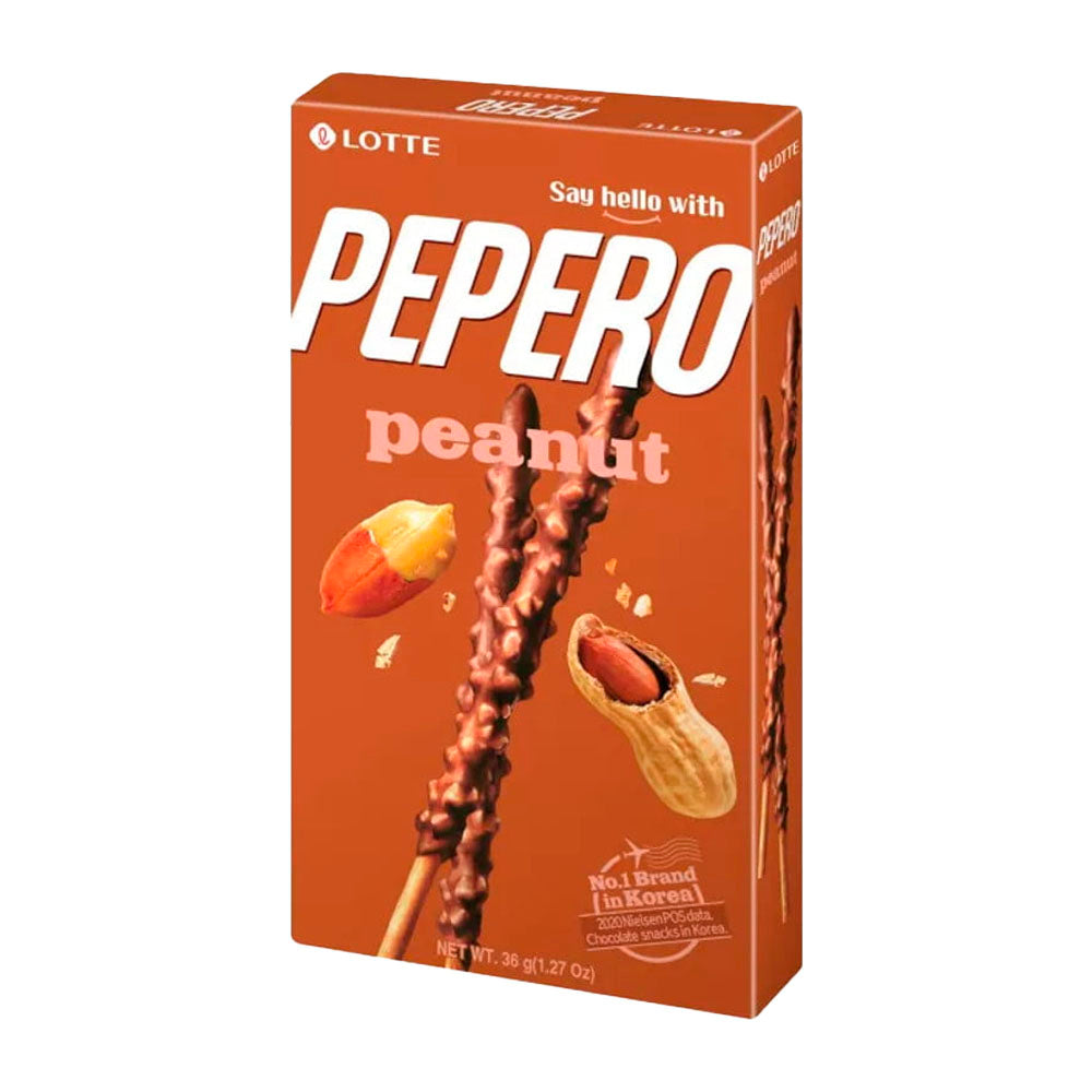 Pepero Peanut Lotte - Biscoito com Chocolate e Amendoim - Delivery de Alimentos em Cabo Frio - Biruli